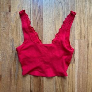 AERIE red tank with lacey back - x small